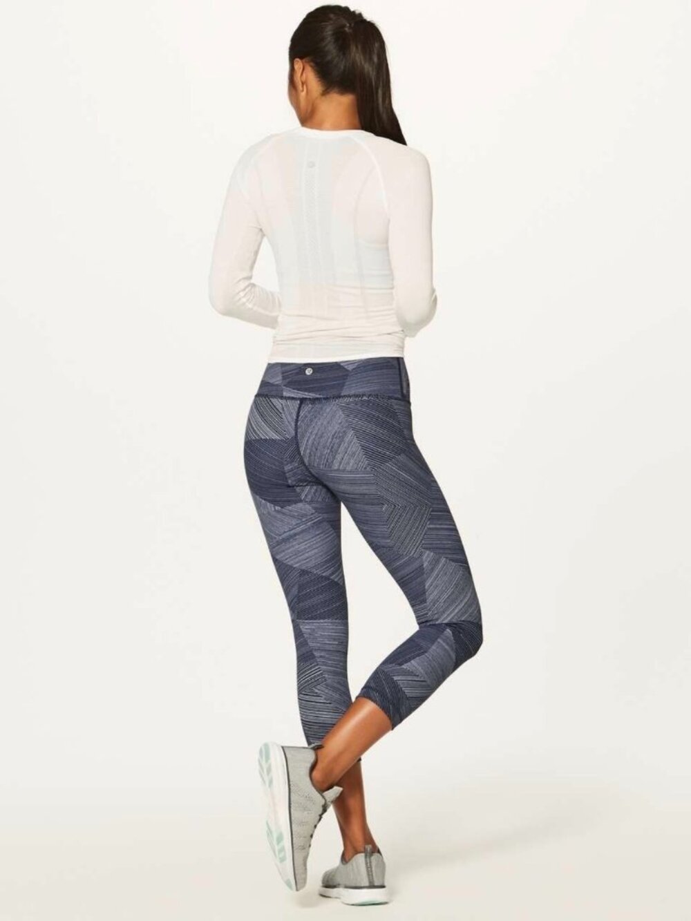 Lululemon Wunder Under Crop HR Full-On Luxtreme 21" Etch Hail Midnight Navy SZ 2
